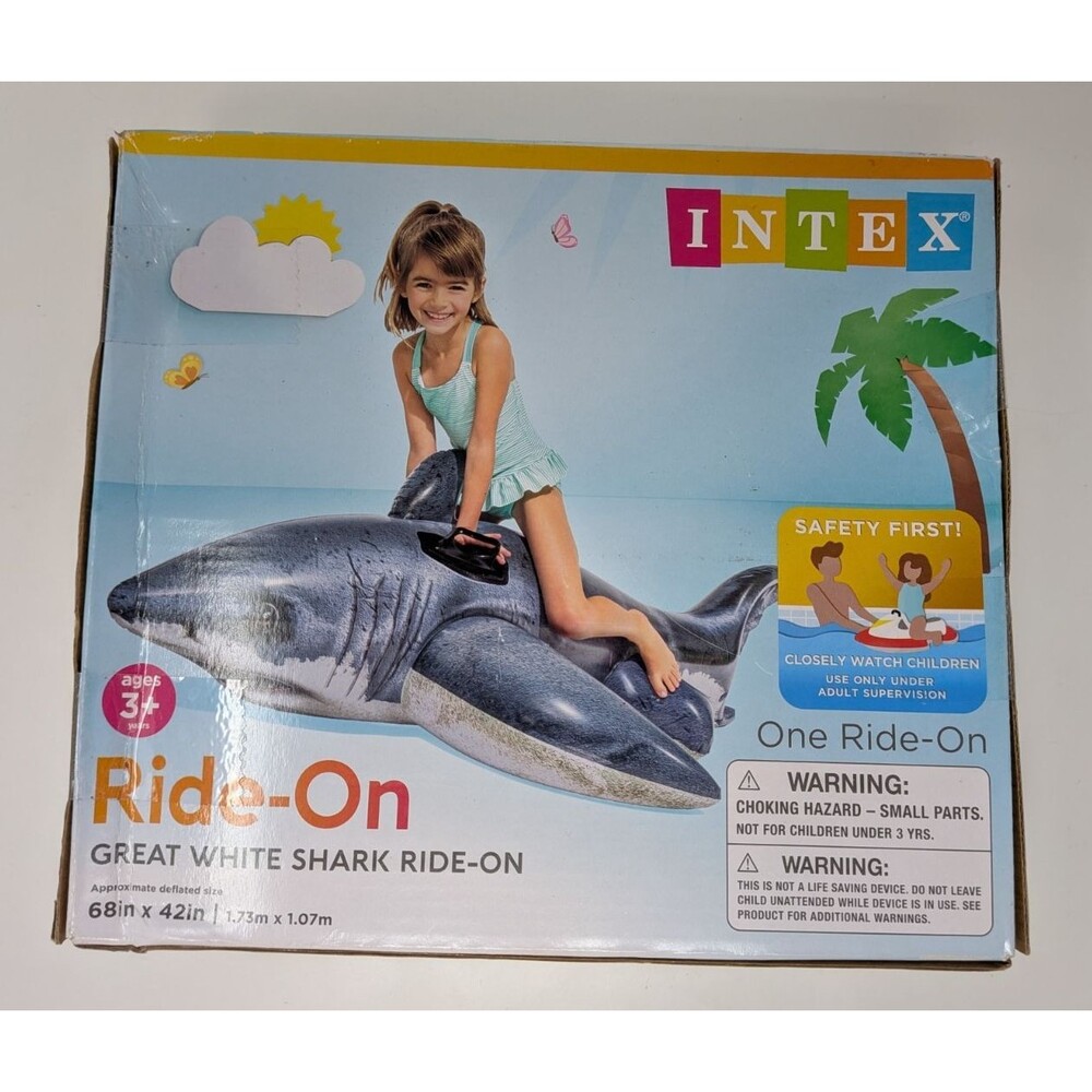 Intex 57525EP Great White Shark Ride-On Inflatable Pool Float 68x42 New